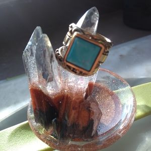 Relisted set of brass rings, with Turquoise, size…